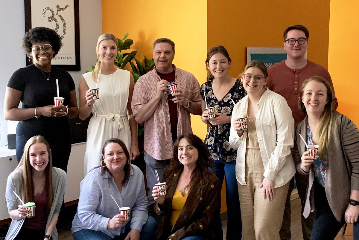 The mock5 team gathered in the studio this month to connect, celebrate a few May birthdays, and enjoy Rita's Italian Ice! What's your favorite flavor?

#mock5design #happyspring
