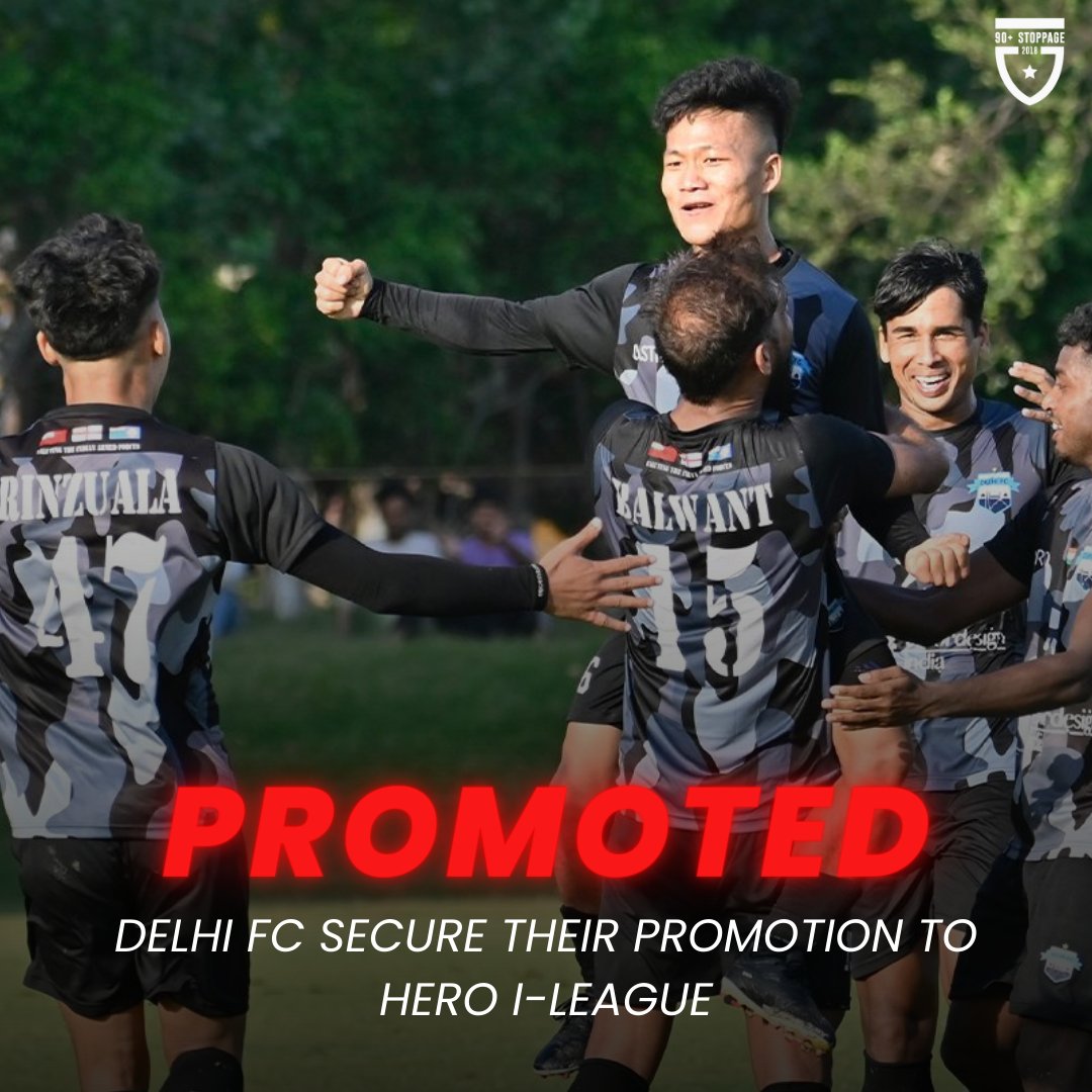 90ndstoppage's tweet photo. Congratulations are in order for @Delhi_FC for earning promotion to Hero I-League π https://t.co/RpwE8T3q4k
