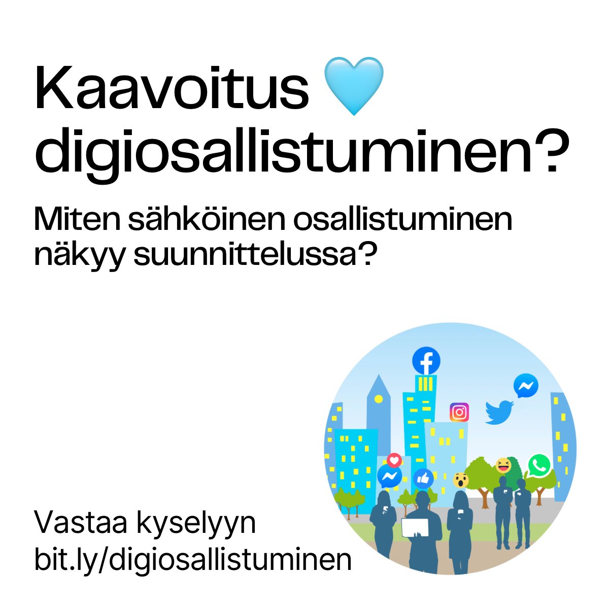 Pilvi Nummi (@pilvinummi) on Twitter photo #alueidenkäyttö #maankäyttö #kaavoitus #kaupunkisuunnittelu parissa työskentelevä:
Miten käytät digiosallistumisen menetelmiä työssäsi?
Vastaa kyselyyn: bit.ly/digiosallistum…
Tutkimusta tekevät #AaltoYliopisto'n <a href="/pilvinummi/">Pilvi Nummi</a> @EHarsia Saana Rossi, Xunran Tan <a href="/KyttaMarketta/">Marketta Kyttä</a> #alueidenkäyttö #maankäyttö #kaavoitus #kaupunkisuunnittelu parissa työskentelevä:
Miten käytät digiosallistumisen menetelmiä työssäsi?
Vastaa kyselyyn: bit.ly/digiosallistum…
Tutkimusta tekevät #AaltoYliopisto'n <a href="/pilvinummi/">Pilvi Nummi</a> @EHarsia Saana Rossi, Xunran Tan <a href="/KyttaMarketta/">Marketta Kyttä</a>