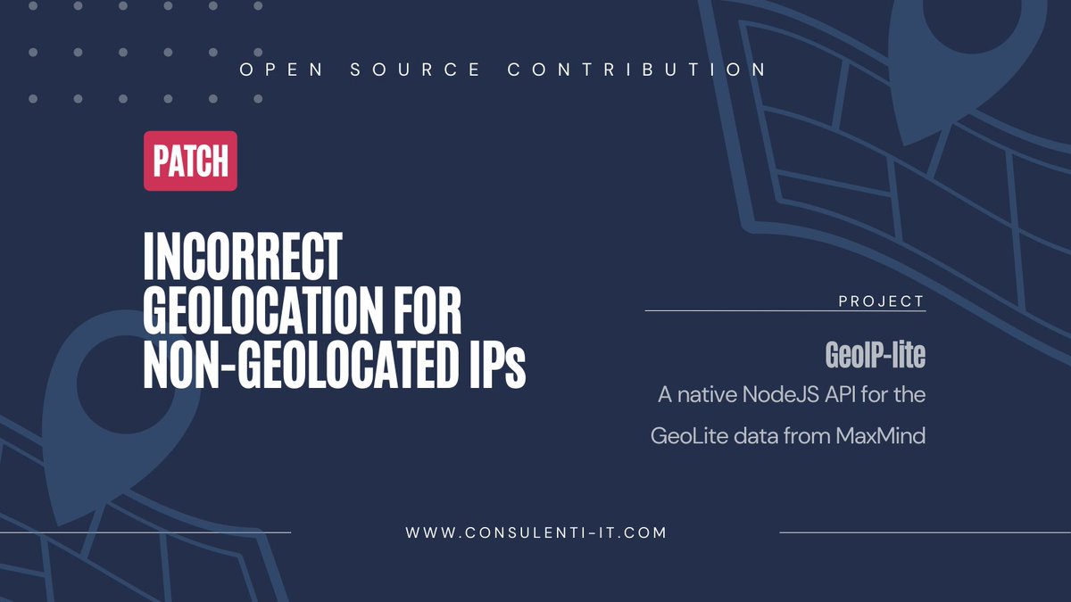 Consulenti_IT's tweet photo. Here an our contribution to GeoIP-lite to fix incorrect geolocation for non-geolocated IPs:
https://t.co/21pmf5pwN0

Because Open Source ➡️ Community 😎

#Github #OpenSource #WebDevelopment #OpenSourceContribution https://t.co/9KaJrNYETS