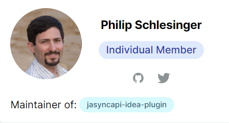 📢Exciting News!!

We are thrilled to welcome @PhilSchlesinger as the newest Technical Steering Committee member. We are glad to have you!

🔗 asyncapi.com/community/tsc