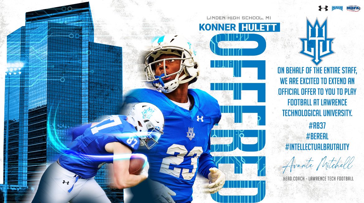 Konner Hulett (@konner_hulett) on Twitter photo Blessed to receive an offer to play at Lawrence Tech! <a href="/T_Wilson11/">Coach T. Wilson</a> <a href="/CoachWengert/">Kevin Wengert</a> <a href="/jax_gasaway/">Jax Gasaway</a> <a href="/Showtime_CoachP/">Princealex AyoOla</a> <a href="/Sweatt11/">Coach Cam</a> <a href="/CoachSlud/">Hayden Sluder</a> Blessed to receive an offer to play at Lawrence Tech! <a href="/T_Wilson11/">Coach T. Wilson</a> <a href="/CoachWengert/">Kevin Wengert</a> <a href="/jax_gasaway/">Jax Gasaway</a> <a href="/Showtime_CoachP/">Princealex AyoOla</a> <a href="/Sweatt11/">Coach Cam</a> <a href="/CoachSlud/">Hayden Sluder</a>