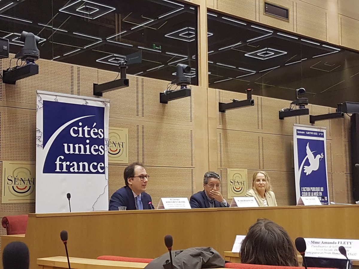 I propose that we join forces to strengthen and spread cities’ capacity to foster stability and resilience in conflict zones — @KihlgrenGrandi discusses #SDG16 with local and national elected officials gathered at the French @Senat by @CitesUniesFR and @AFCDRP @CGCParisCenter