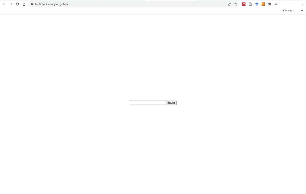 EnverVegaF's tweet photo. #Perú Sigue inactiva la Biblioteca Virtual de @ConcytecPeru. Esta situación es muy frecuente en sus sistemas de información. https://t.co/Z7OYhasR2V