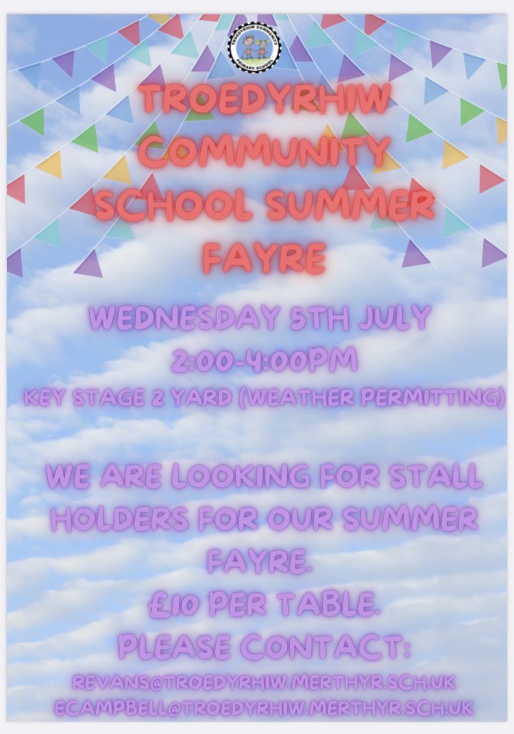 Please get in touch if you would like a table at our summer fayre ☀️ #communityfocusedschools