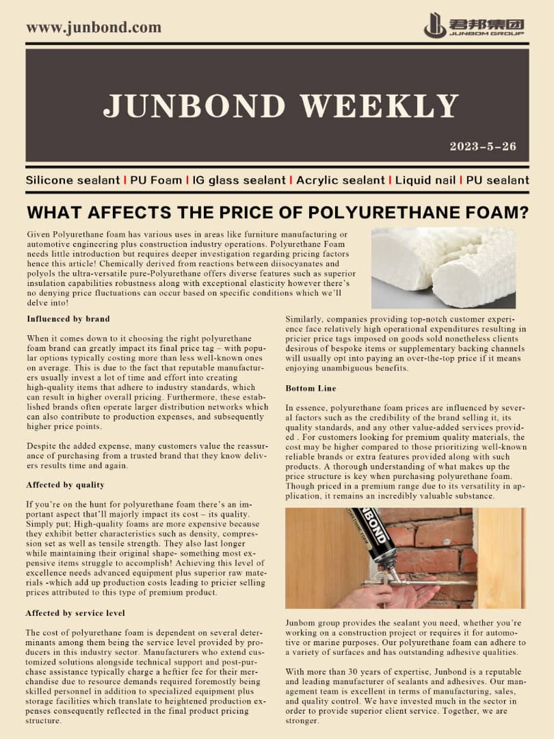 weekly of Junbond
WhatsApp/wechat:+86 153 1754 4708
email:sales5@junbond.com
#pufoam #polyurethanefoam  #windows  #doors #buildingmaterial