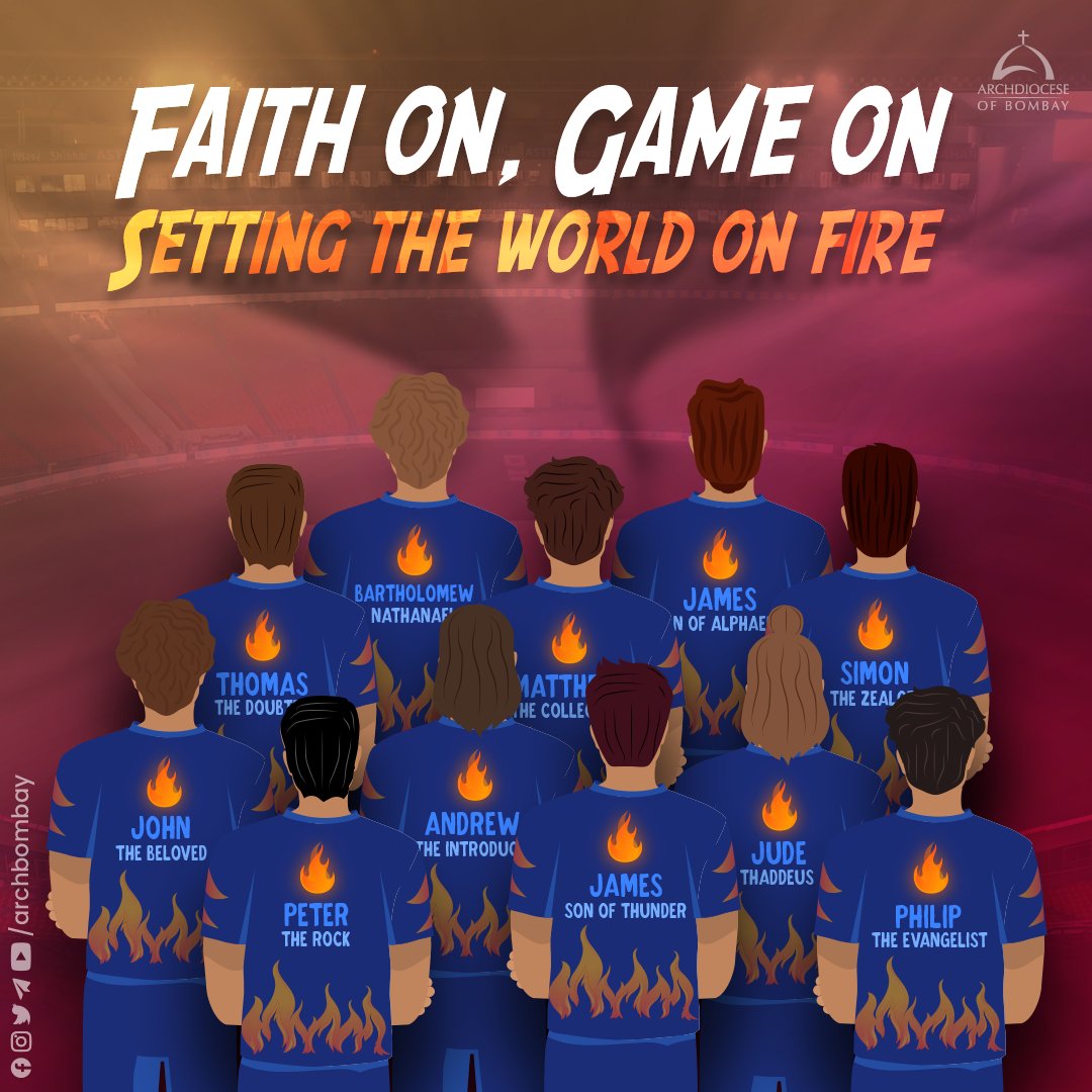 archbombay's tweet photo. Fuelled by the fire of the Holy Spirit, the disciples set out to change the world. Today, we invoke the Holy Spirit to grant us the gifts and abilities we need to carry on this awesome legacy.
Will you be supporting His League?
#IPL2023 #Cricket #SettingTheWorldOnFire https://t.co/56aT92glYh