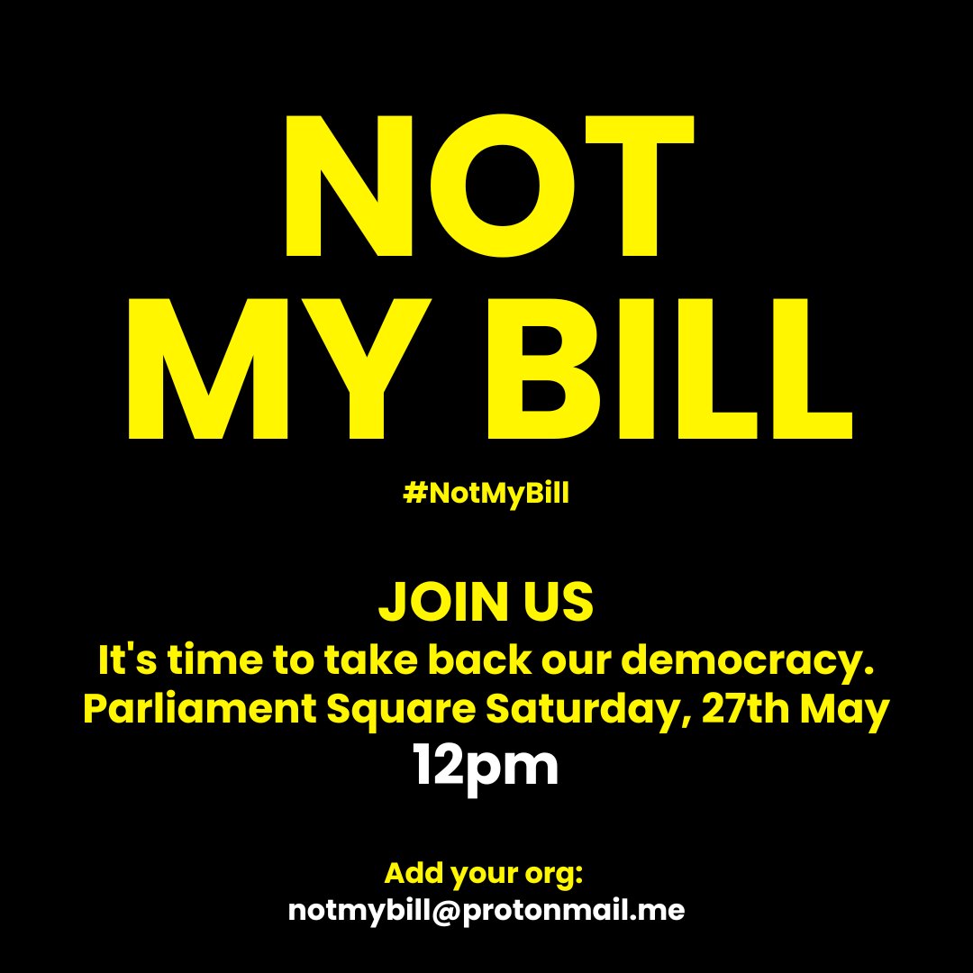 FINAL REMINDER - Tomorrow in London we'll be joining other groups in Parliament Square to protest against the Public Order Act. #NotMyBill