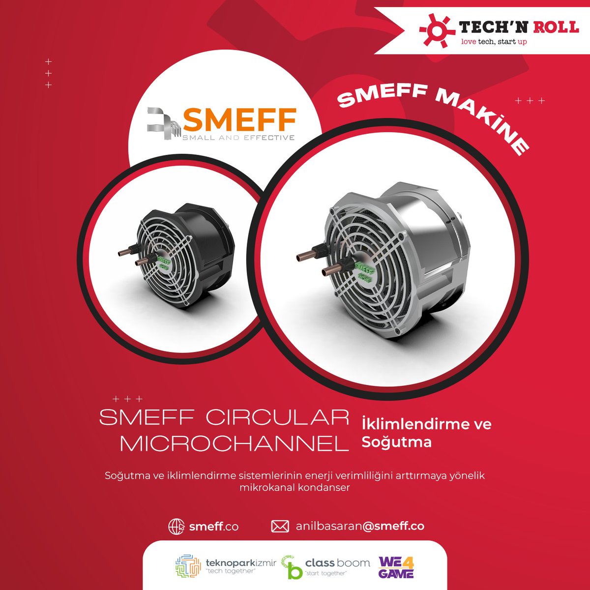 techn_roll's tweet photo. #TechnRoll2023Teknolojileri
 
 🚀 Soğutma ve iklimlendirme sistemlerinin enerji verimliliğini arttırmaya yönelik çözümleriyle SMEFF Makine, En İyilerin Sahnesi’nde ✨✨✨
 
 👉 #technroll 2023’ü kaçırmayın! 2 Haziran’da @Teknoparkizmir_  ‘e bekliyoruz. https://t.co/ZFJwIEwIKS