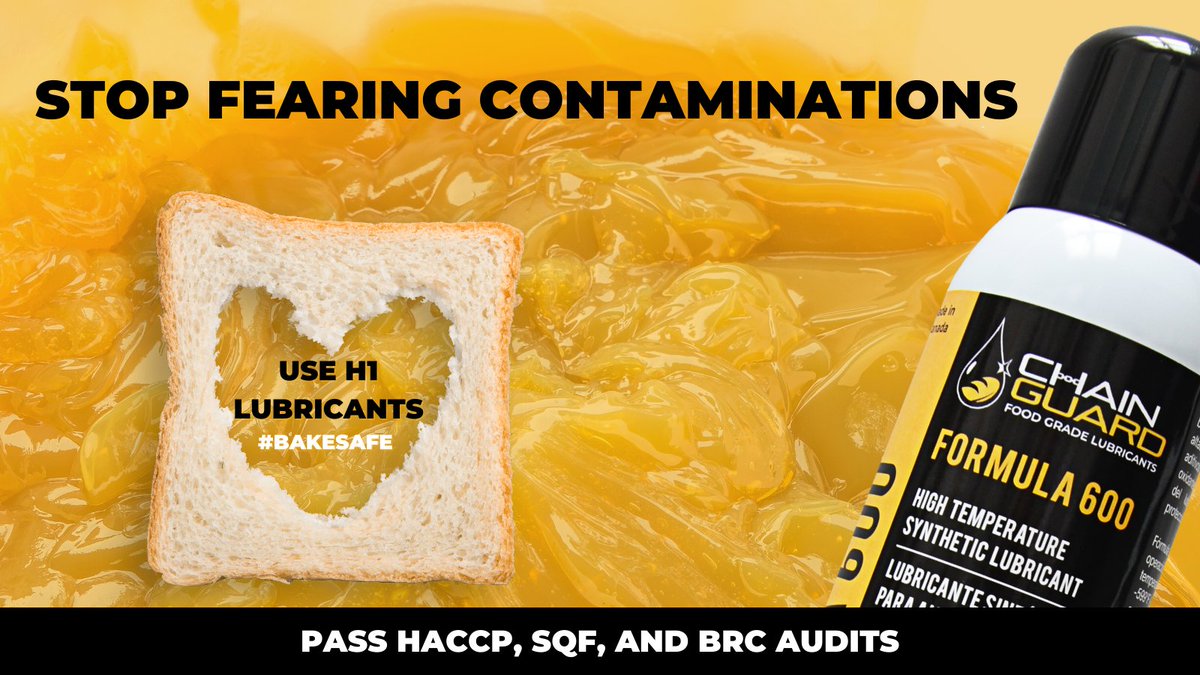 Contamination can occur at almost any point on the production line. 

Lay those worries to rest by #BakingSafe with Chain Guard.

#BakeSafe #FoodProcessing #FoodLubricant #FoodGrade #GearLubricant #Contamination