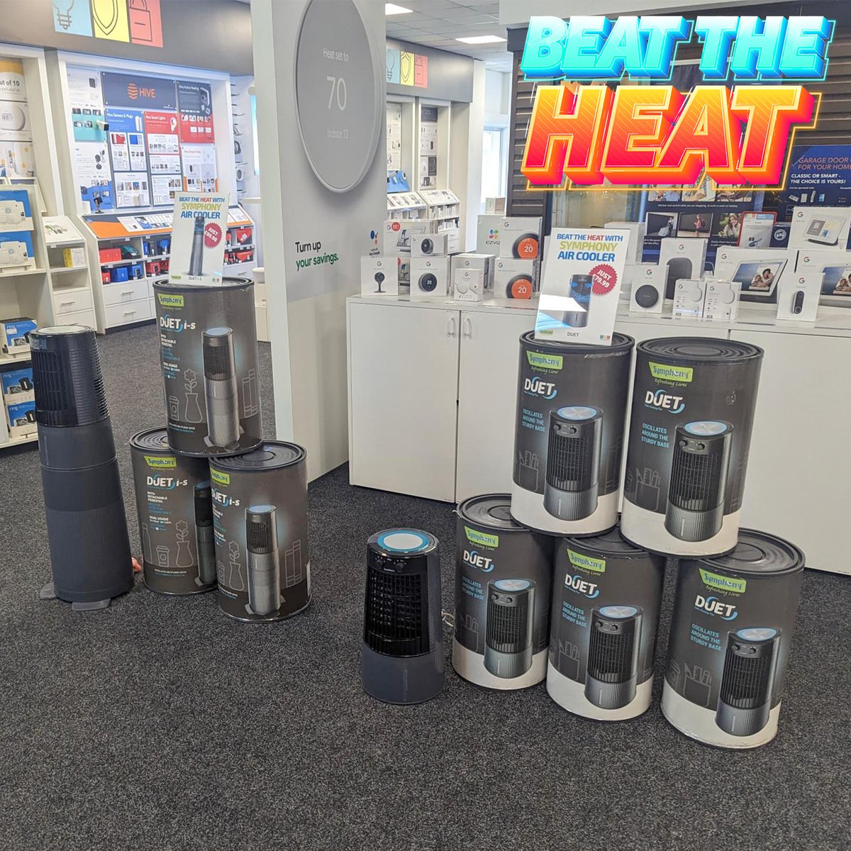 Beat the Heat this summer with a Symphony Air Cooler! The compact and energy efficient Duet and Duet i-S are in stock on our website and our Halesowen Showroom. Pick one up today, from just £79.99! bit.ly/3ID1Umb

#BeatTheHeat #StayCoolStayComfortable #halesowen