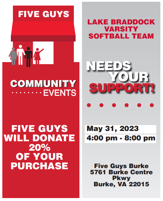 Well, <a href="/FiveGuys/">Five Guys</a>  sounds good to us!

<a href="/LBathletic/">LB Bruins Athletics</a> <a href="/LBAthLead/">LB Athletic Leadership</a>  <a href="/FCPSLBSS/">Lake Braddock SS</a>