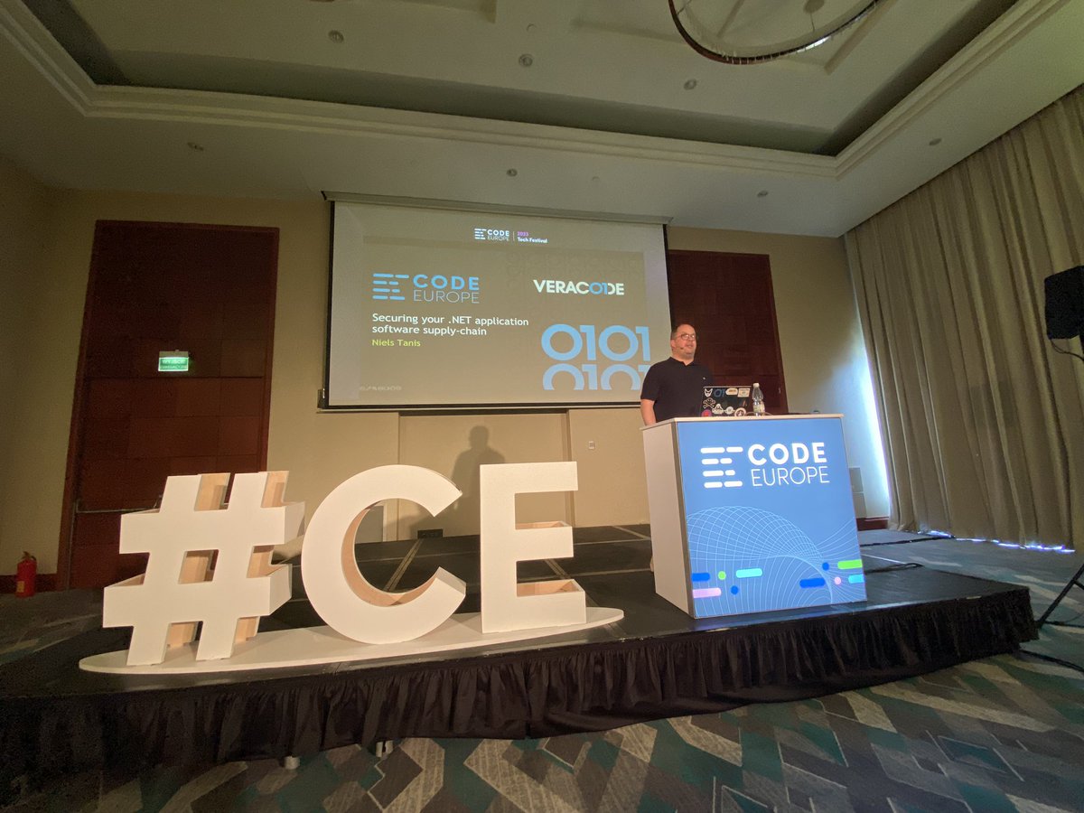 totollygeek's tweet image. Let’s see how to secure #dotnet applications supply chain with @nielstanis at @code_europe 
#CodeEurope23