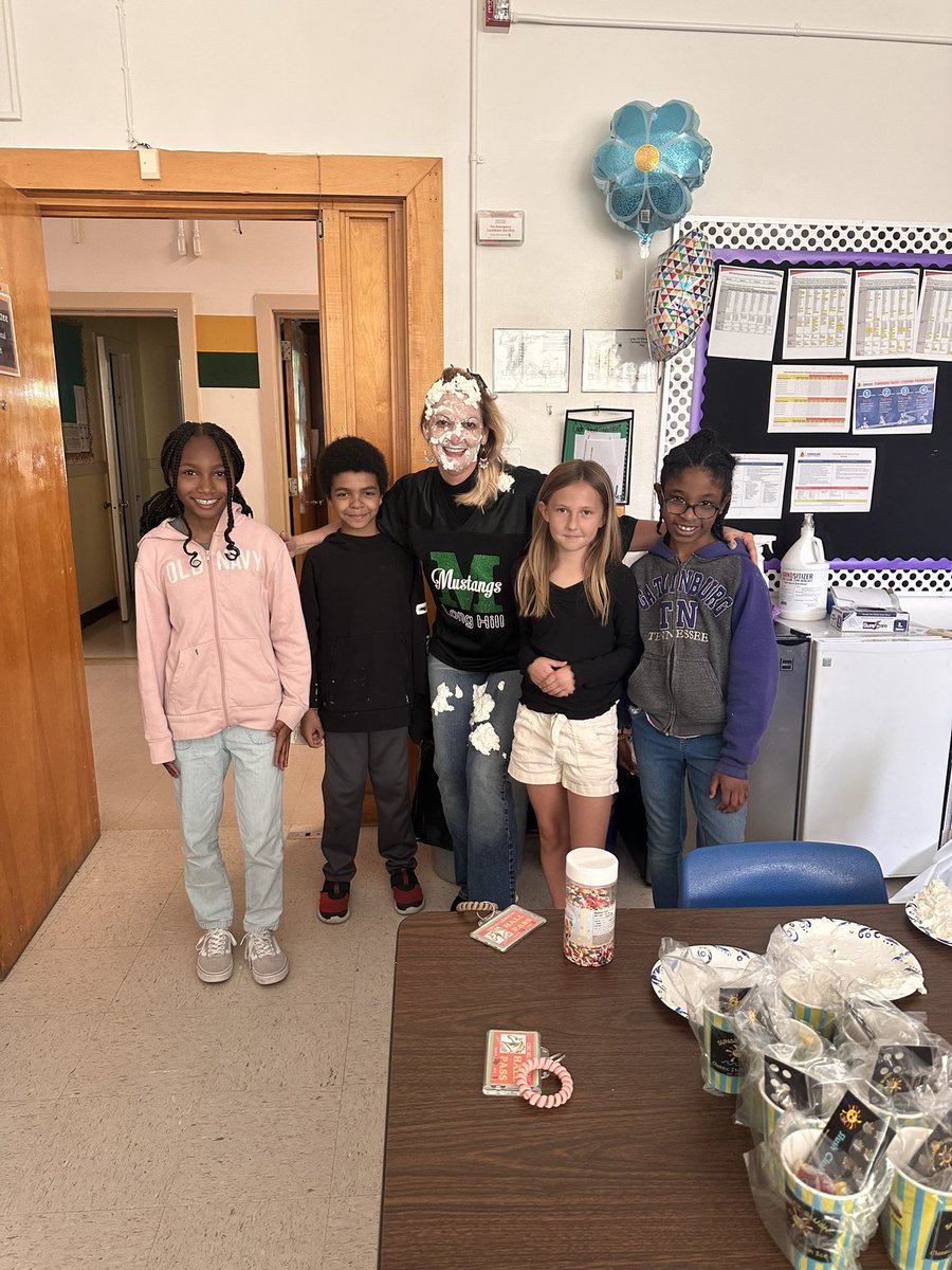 hightower_edu's tweet photo. It was pie the principal day! @MustangCarter was pied by these awesome students for their hard work on the EOGs! #LHESMustangs #Pied #LastDayFun https://t.co/lJa5rtzI62
