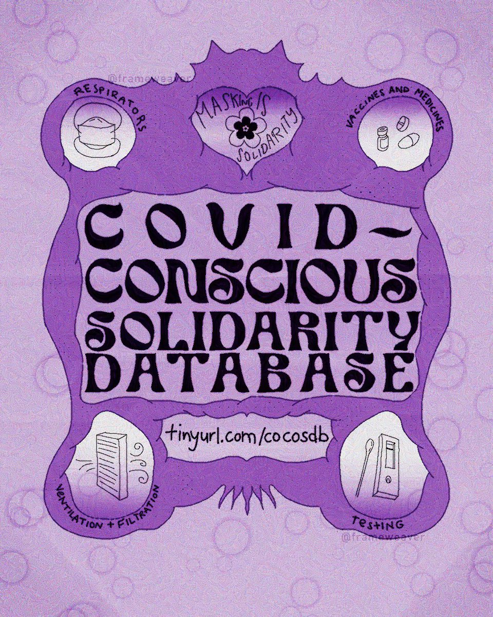 frameweaver's tweet image. Hi all, I wanna share something that I’ve been working on: the Covid-Conscious Solidarity Database. It is accessible through this link: tinyurl.com/cocosdb 💚