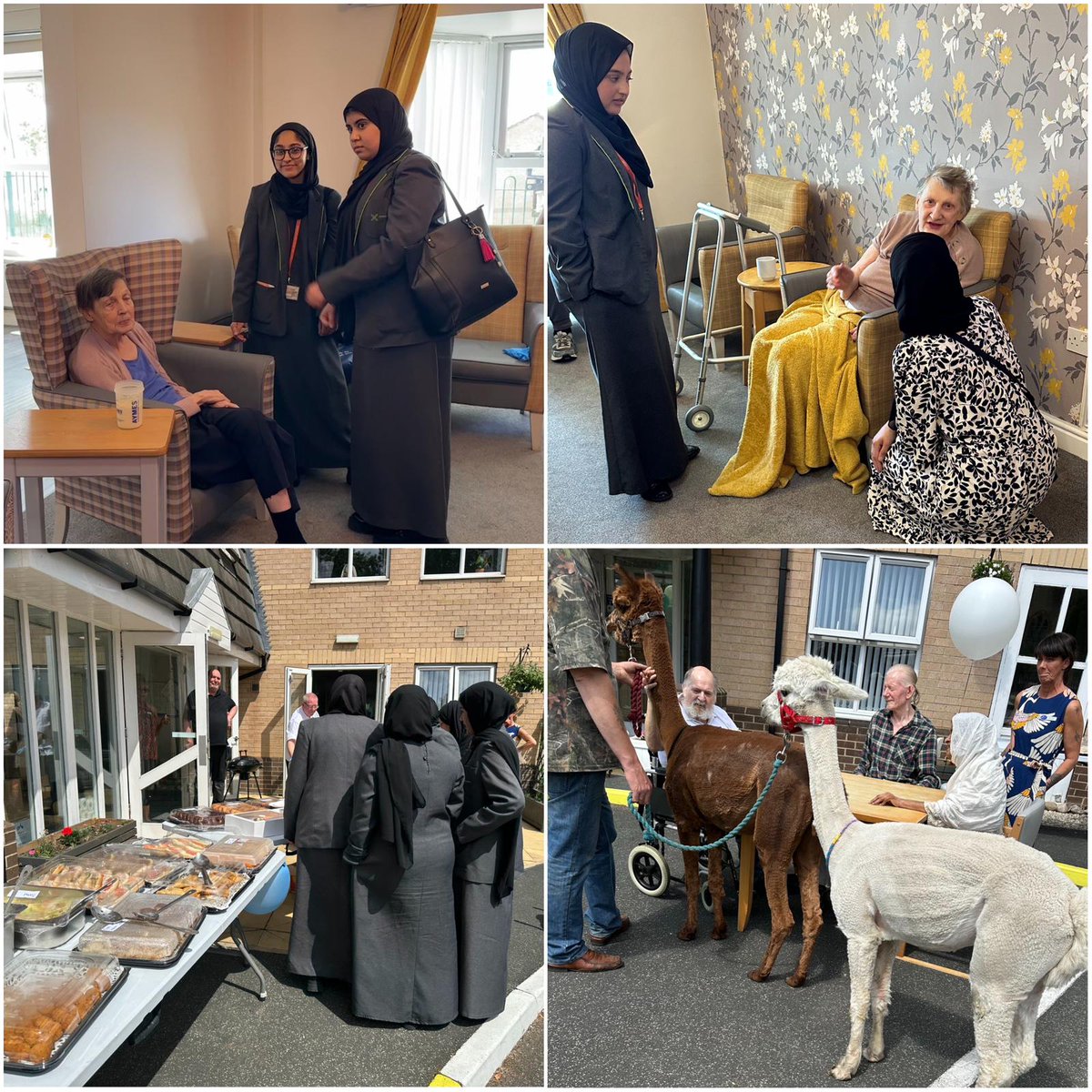 FevershamA's tweet photo. Thanks to Chestnut Lodge Care Home @Silverline_Care. Our students visited today and were able to see what life looks like as a carer and spent some time with the residents. They even got to meet Bubbles the Alpaca and Colin the Llama! #TeamFeversham #LocalLinks #HealthSocialCare https://t.co/SqdgQQiSus