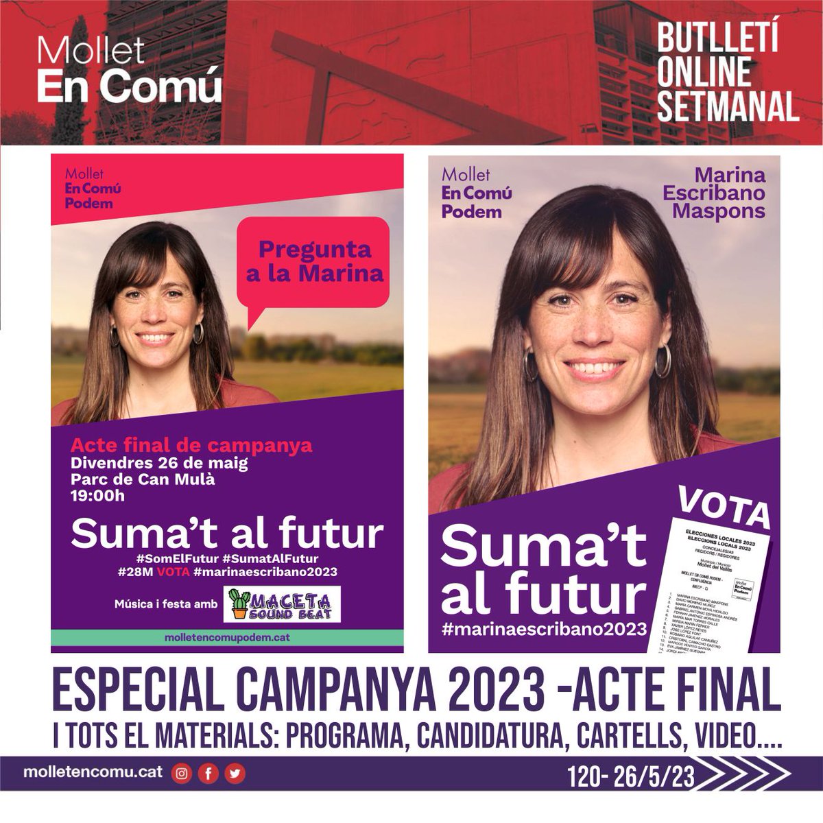 [Butlleti Mollet en Comú] - 120 - 26/5/23 -Acte Final Campanya Municipals 2023 - mailchi.mp/7f0c99b3b812/b…