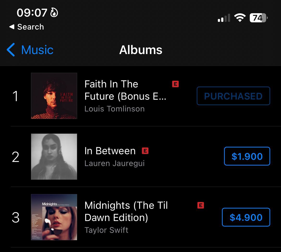 LT91Chile's tweet photo. Faith In The Future (Bonus Edition) by  Louis Tomlinson is now #1 album on iTunes Chile 🇨🇱 🎉🥳

Keep purchasing the album here:  https://t.co/qehaF4fZNA https://t.co/D2AOtV3Ty5
