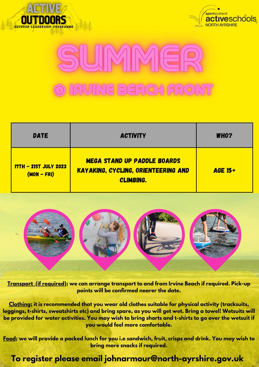 #NAActiveSchools 💛🖤

Interested in outdoor sport? 
Interested in developing leadership?

Sign up for the summer activities below and join us on the beach!

@NAC_Education @NA_ASCPO @TeamInspire