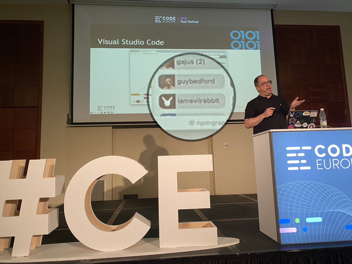 totollygeek's tweet image. Very cool, that while @nielstanis is talking about supply-chain security and explains that @electronjs depends on packages that has in total 97 contributors, which might me dangerous, there is one named “iamevilrabbit” 😂🐰😈

#CodeEurope23