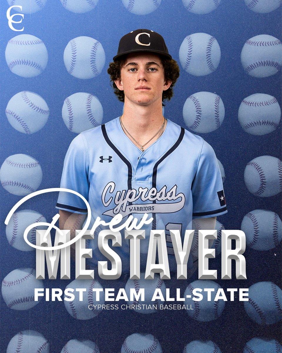Congratulations to Drew Mestayer for being name First Team All-State! #WarriorNation⚾️ #OneHeart💙🤍