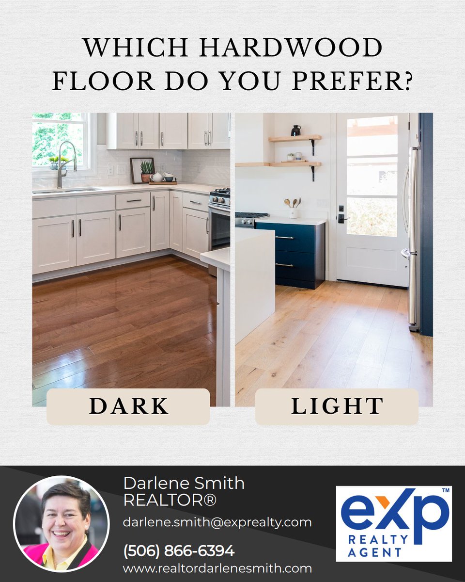 Aesthetically, which hardwood floor color do you prefer, dark or light?

#realtordarlenesmith #thisorthat #wouldyourather #hardwoodfloors #hardwood #floorboards #homeremodels #homerenovation