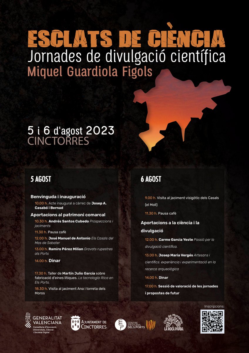 CEstudisPorts's tweet photo. Presentem els Esclats de ciència, les Jornades de Divulgació Científica Miquel Guardiola Figols que tindran lloc a #Cinctorres els  propers 5 i 6 d'agost. 

Inscripcions:  https://t.co/1D1COVr1eY https://t.co/7B3I49ypBu