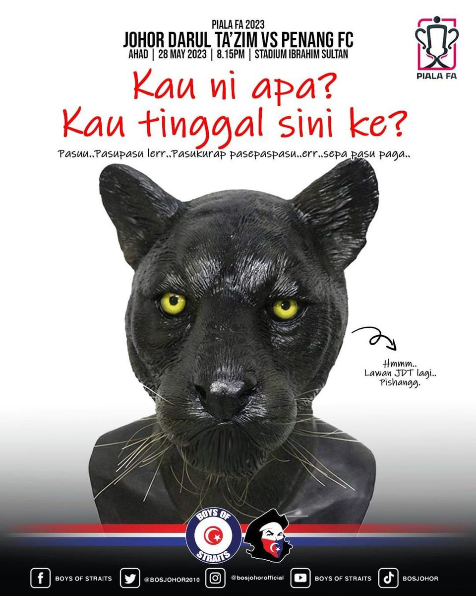 BosJohor2010's tweet photo. Kita menunggu kehadiran "Anak Antoo" dari Penang kali ini di dalam Suku Akhir Piala Fa, 8.15 malam, Ahad ini di Stadium Sultan Ibrahim!

Bangun Johorku! Kita selesaikan Suku Akhir ini habis habisan di rumah kita sendiri!
Ayuh lautan merah biru!!

#PialaFA2023
#BOSFAMILIA https://t.co/wGJ6lqgfAe