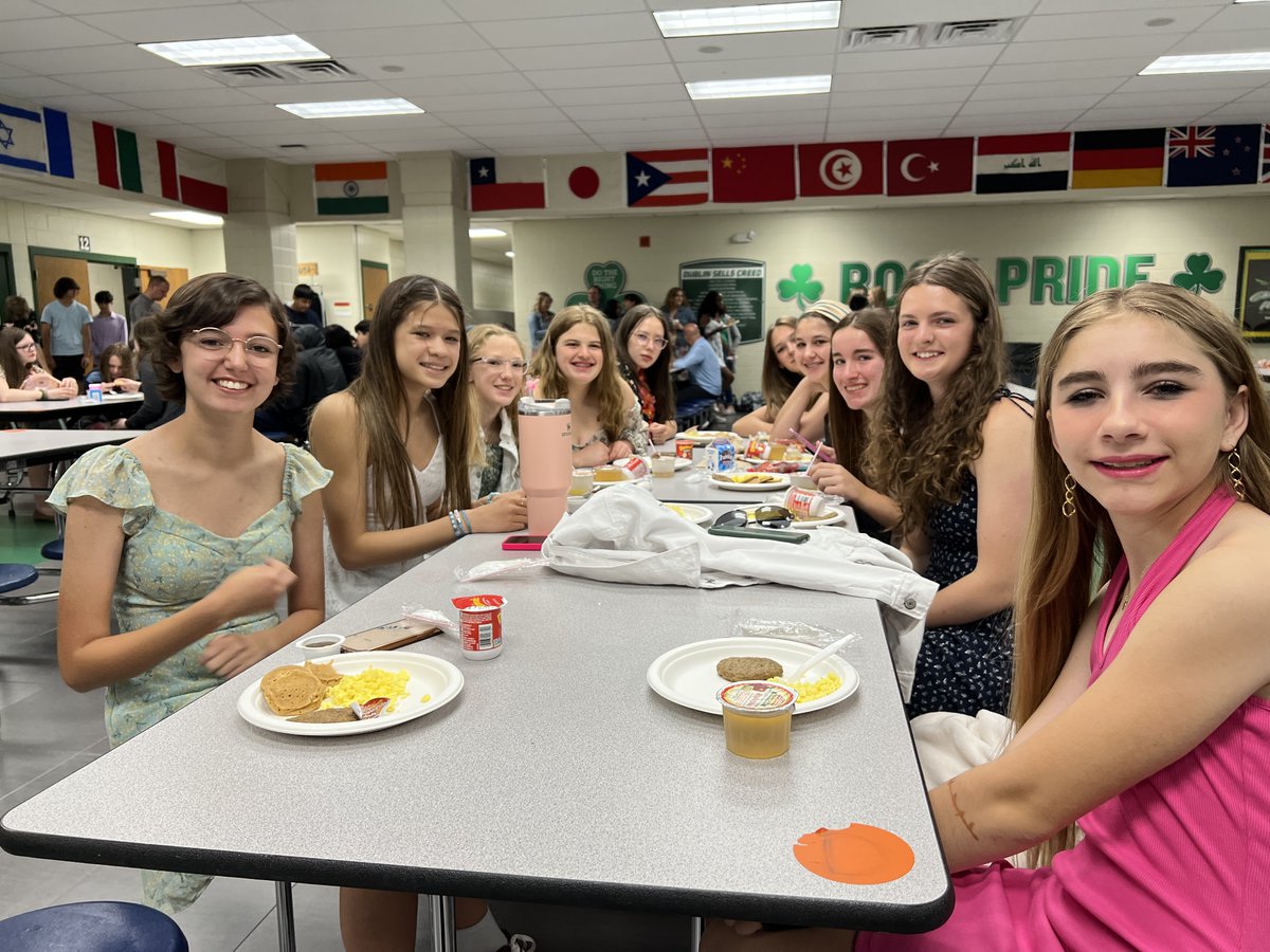 Let the celebration begin!  The eighth graders enjoyed their last meal together at Sells.  #PancakesAndEggs #BetterTogetherDCS