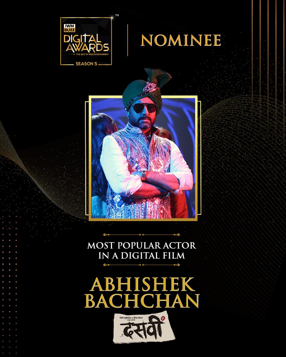 We are in a 'Macha Re' mood as @juniorbachchan gets nominated as the 'Most Popular Actor in a Digital Film' for #Dasvi at the #IWMBuzzDigitalAwards2023

#AbhishekBachchan #Bachchan #ABCrew