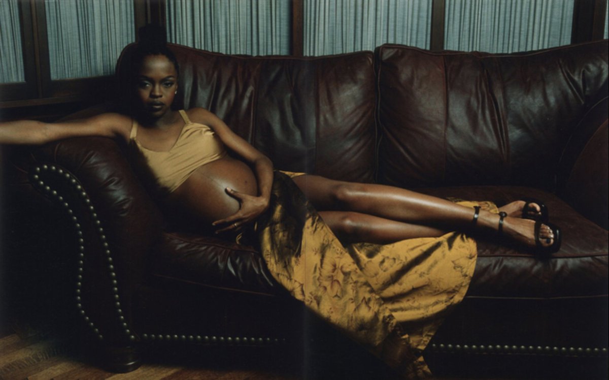 Lauryn Hill, pregnant with Zion. Orange, NJ, 1997. Photographed by Brian Cross.