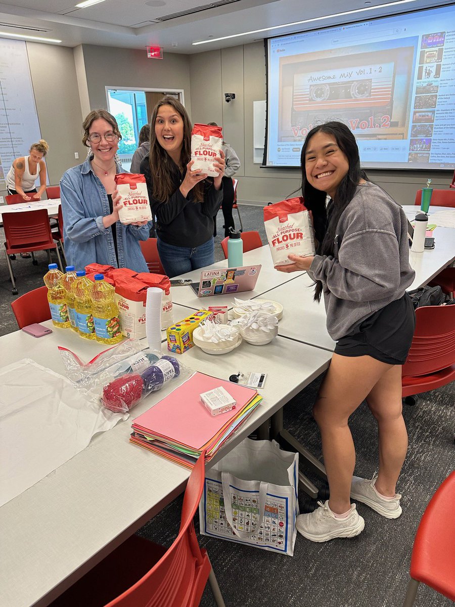 ConnectionsCamp's tweet photo. The SLHS clinicians are in full creative mode making materials that will transport our campers back in time! https://t.co/zMrjTXWWCX