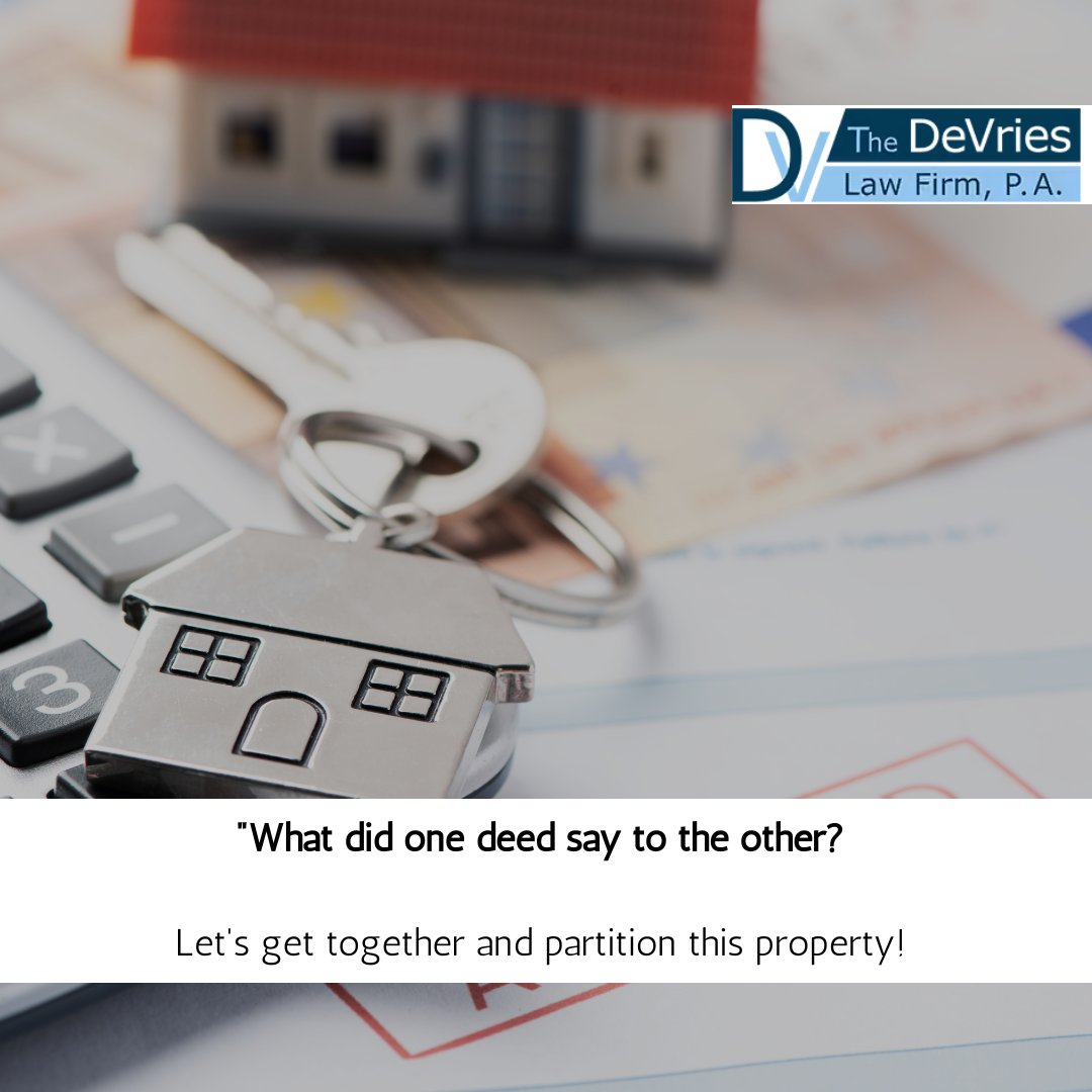 DeVries_Law's tweet image. Q: What did one deed say to the other? A: Let&apos;s get together and partition this property #PropertyPartition #LegalHelp #DevriesLegal