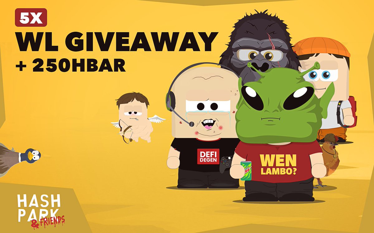 🚨 GIVEAWAY ALERT 🚨 Exciting news! We're giving away 5 Whitelist spots + 250 HBAR each in celebration of our upcoming mint! To enter: ✅ Retweet ✅ Follow @HashParkNFT ✅ Tag a friend Ends in 48hrs, GL Degens! 🫡 #HBAR #HBARNFT #HederaNFTs #HBARBarians #NFTs…