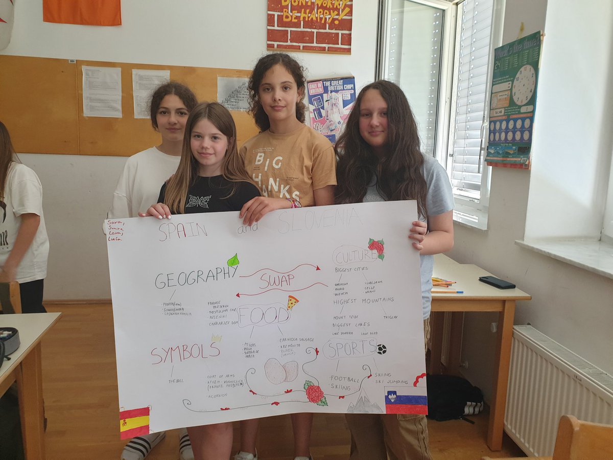 OSsencur's tweet image. Petkovo dopoldne smo preživeli razigrano in nasmejano. Potekale so različne delavnice, na katerih so sodelovali španski učenci in sedmošolci naše šole. #Learning #Cmepius #erasmus #friendship