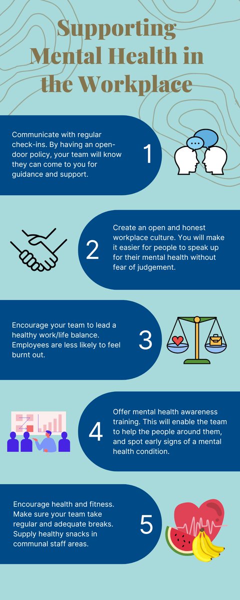 As May comes to a close, we want to continue to raise awareness of how important it is to prioritise mental health. Check out these 5 tips for supporting mental health in the workplace. 💡 Check out the Mental Health Foundation for more information ➡️bit.ly/3OstEOe