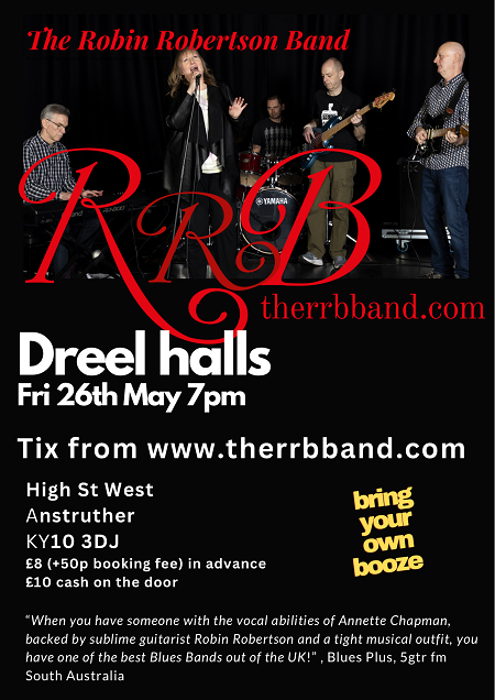 Tonight at Dreel Halls: LIVE MUSIC from The Robin Robertson Blues Band! 7pm start, BYOB. Tickets £8.50 available in advance from: 
citizenticket.com/events/the-rrb…
Or £10 cash on the door