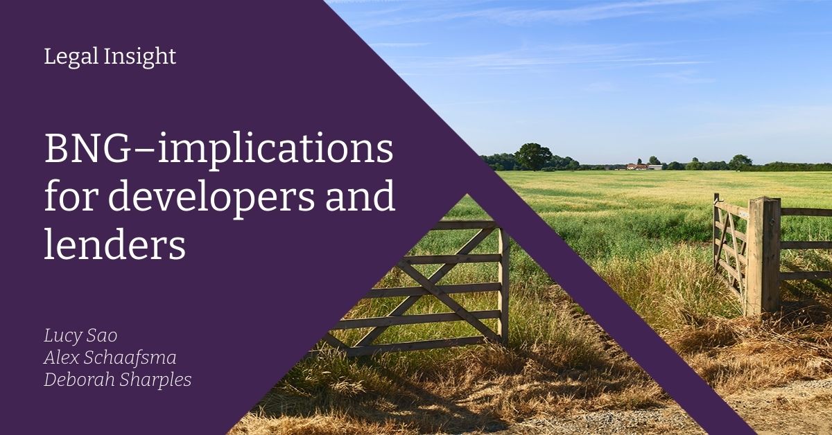 We have been talking to our clients and contacts in the landowning and development worlds about Biodiversity Net Gain (BNG).

Lucy Sao, Alex Schaafsma and Deborah Sharples explore further in their article: lnkd.in/eS4yMM7B

#BNG #Developers #Lenders #LegalInsight
