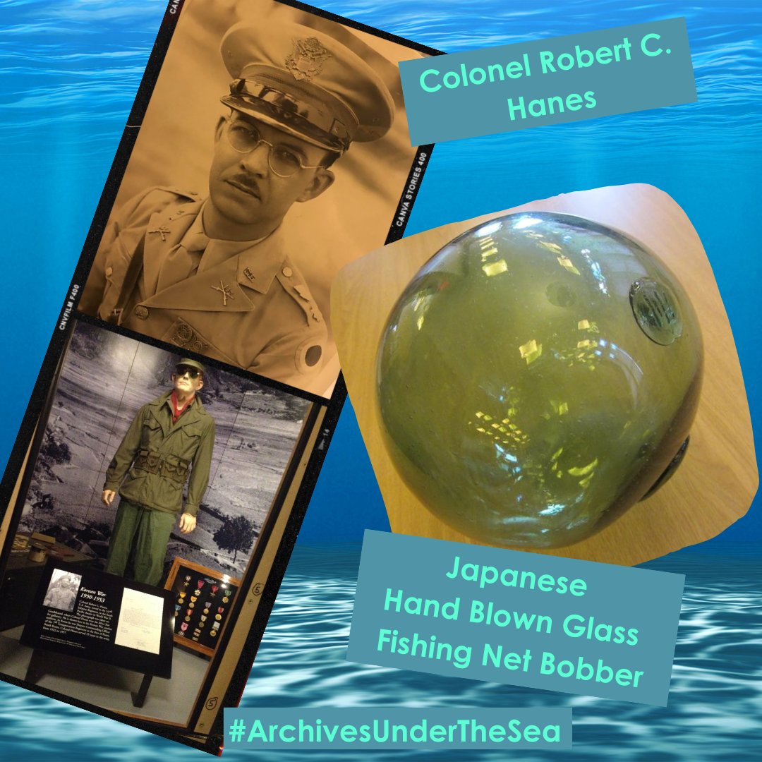 Clark County's pretty landlocked, but we found something for #ArchivesUnderTheSea-Col. Robert C. Hanes served in the 147th Infantry Regiment in the South Pacific during WWII. We have extensive archival records from him and also souvenirs, like this cool glass fishing net bobber!