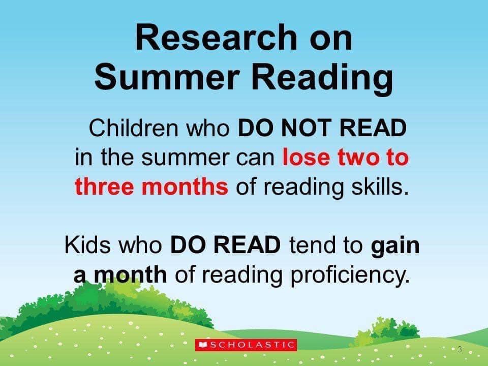 Parents, please make sure you carve out some time to read to your kiddos this summer!