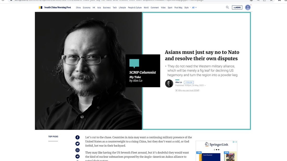 DanGarrett97's tweet photo. Just the #Communist-owned @SCMPnews resident #CCP racist #AlexLo reminding "#Asians" that the #CPC speaks for ALL of them ...
#CHICOMcoProsperitySphere https://t.co/lxoeyQffMO