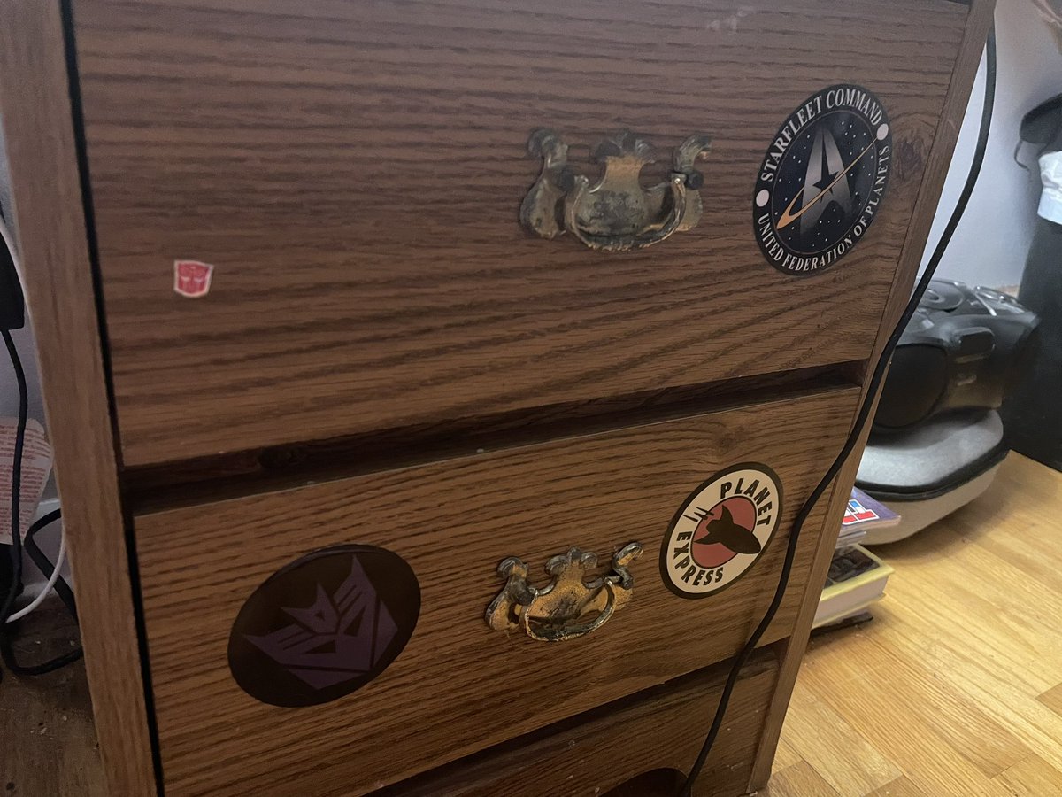 The nightstand got some new stickers