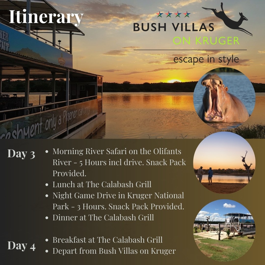 Experience the magic of Africa - an all-inclusive Safari Experience with Bush Villas on Kruger! Contact us on reservations@bushvillasonkruger.com to book your escape in style.

#safari #bushvillasonkruger #luxurytravel #travel #travelpackage #krugernationalpark #adventuretravel