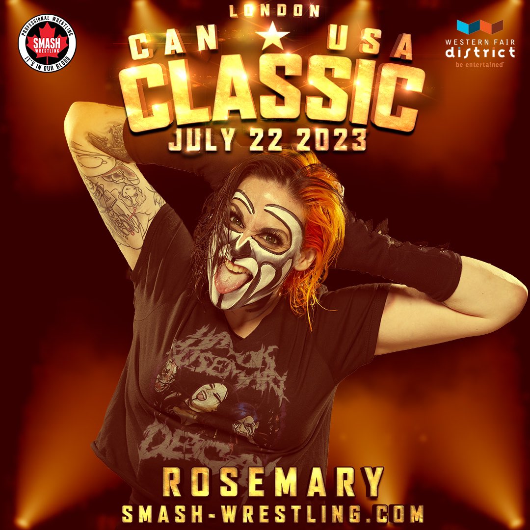 smashwrestling's tweet image. #CANUSA CLASSIC 2023 will take place on July 22nd at the Western Fair District in London, Ontario!

SIGNED TO APPEAR:
⭐️Smash Wrestling legend ROSEMARY

⭐️Japanese Idol and Cutest In The World MAKI ITOH

🎟️available Monday via Western Fair through smash-wrestling.com