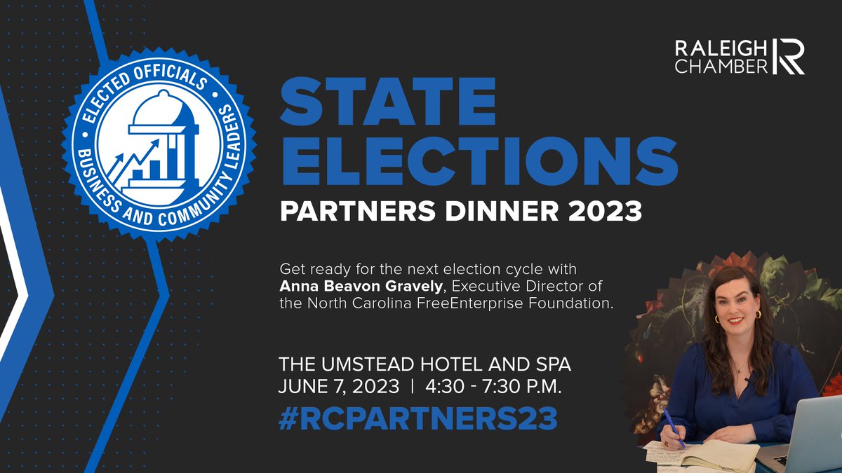 #RCPartners23 on June 7th: mark your calendars for a night of celebration and preparation for the next election cycle! Featuring keynote @abgravely of the @NCFEF. #WakePol #RalPol
web.raleighchamber.org/events/Partner…