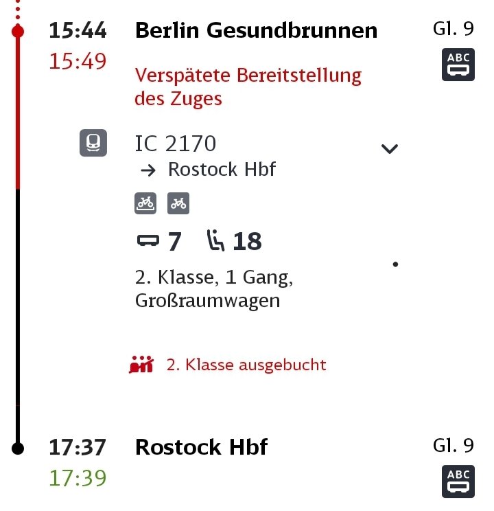 Falsche Wagenreihung, anderer Zugtyp, vermutlich muss ich bis Rostock stehen.  Meinen reservierten Sitzplatz gibt es gar nicht. Die Fahrgäste stapeln sich in den Gängen, im RE soll es noch schlimmer gewesen sein. 

Es ist zum Knochenkotzen, @DB_Bahn! 😡