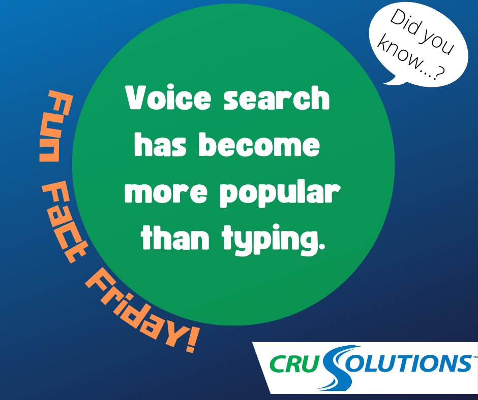 Which method do you prefer?

Users have found that using their smart home gadgets to perform basic speaking searches is preferred over having to log on to a web browser to complete their search.

Happy Friday!

#FunFact #VoiceSearch #Google