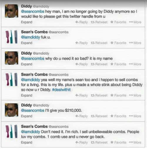 P Diddy trying to buy back his handle SeanCombs