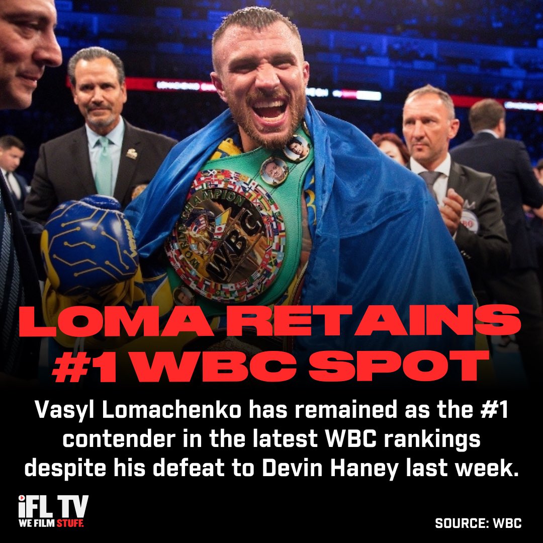 IFLTV's tweet image. 🇺🇦 Vasyl Lomachenko has stayed at #1 in the lightweight division in the latest WBC rankings despite his loss to Devin Haney.

Do you agree? 🤔

#HaneyLoma | #Lomachenko