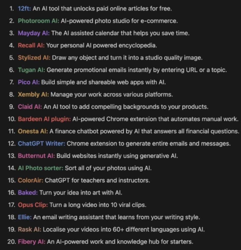 İlgililer için yararlı bir AI tool listesi, yok yok... #AITools
